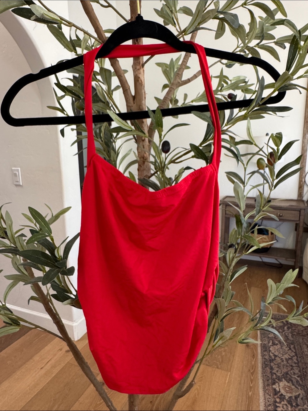 SHEIN Red Draped Cowl Neck Tank Top